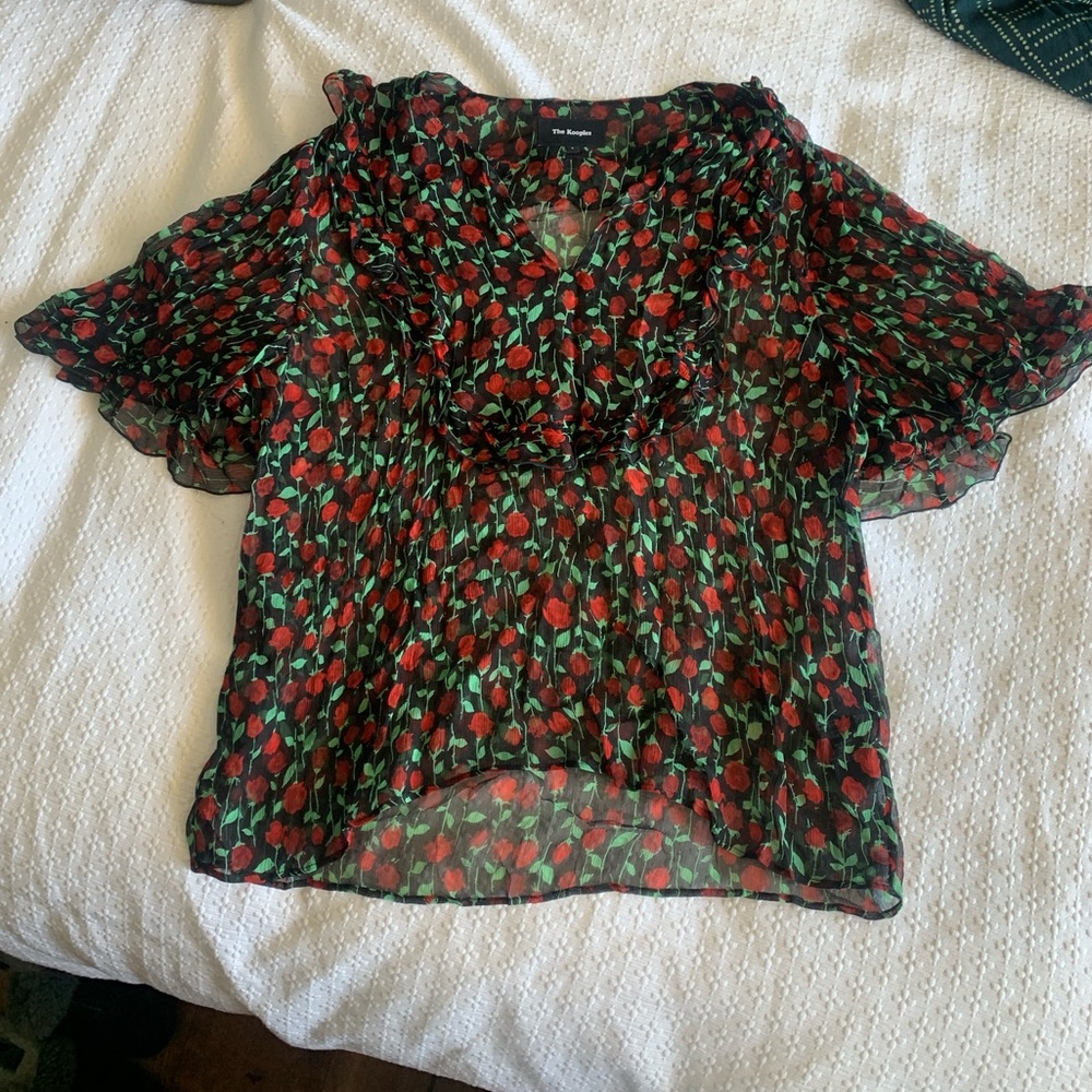 The Kooples Black Rose Blouse